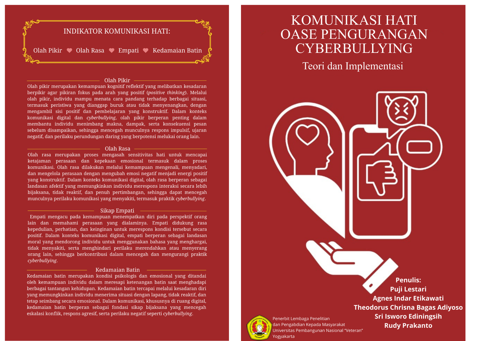 Cover Buku KOMUNIKASI HATI OASE PENGURANGAN CYBERBULLYING: Teori dan Implementasi 